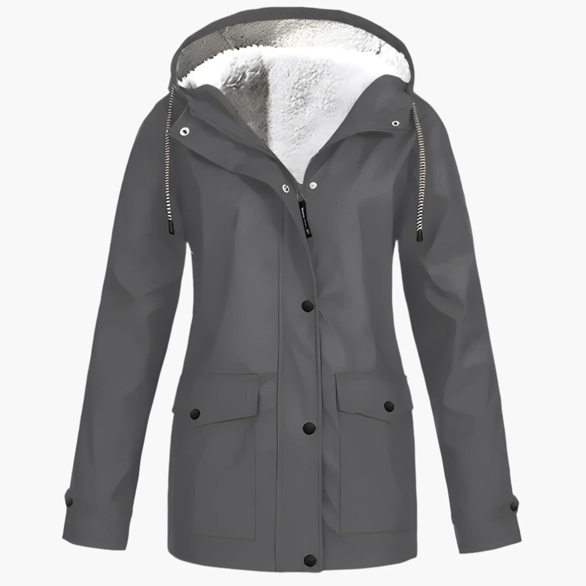 Veste imperméable femme style urbain doublée polaire pour hiver et pluie - Image 14