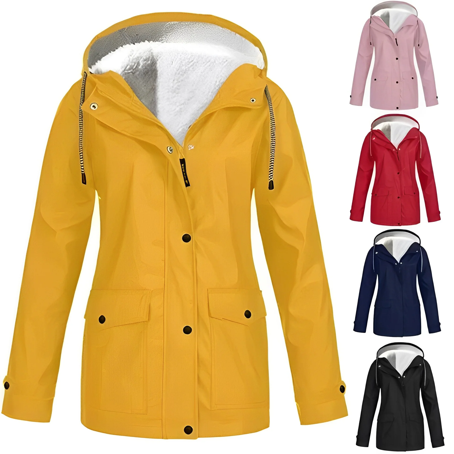 Veste imperméable femme style urbain doublée polaire pour hiver et pluie - Image 4