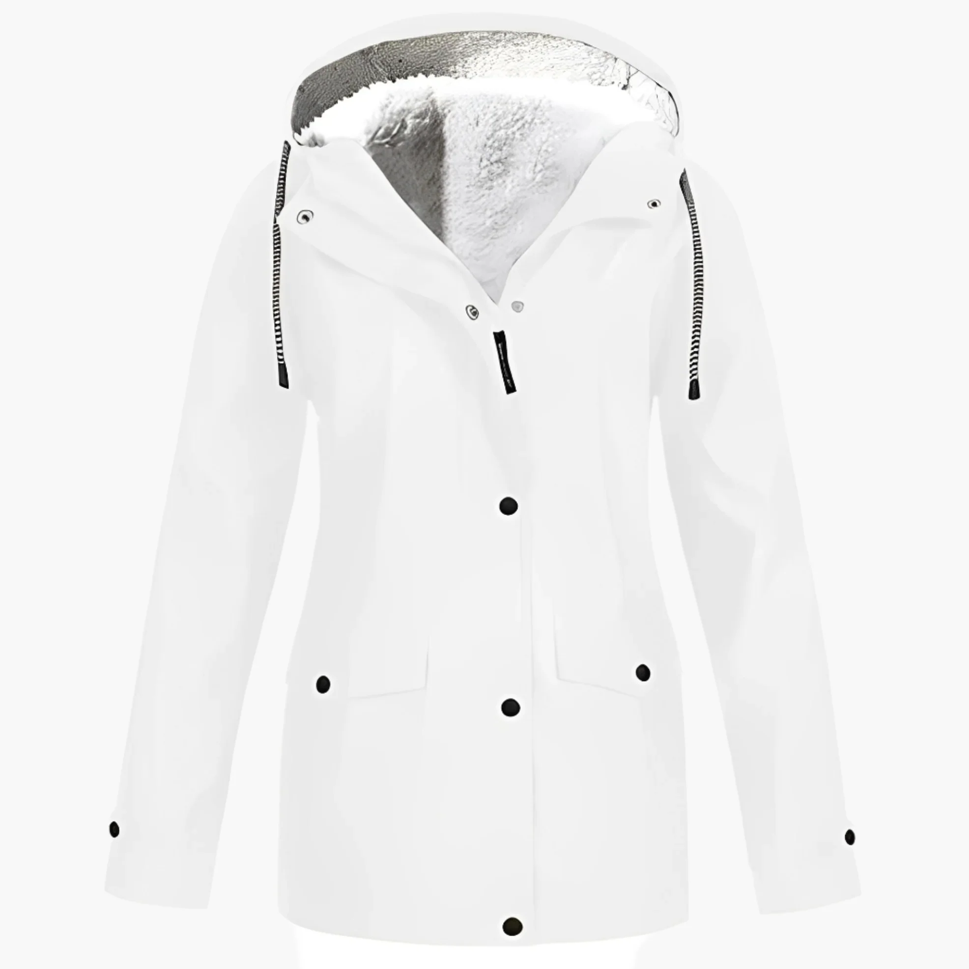 Veste imperméable femme style urbain doublée polaire pour hiver et pluie - Image 7