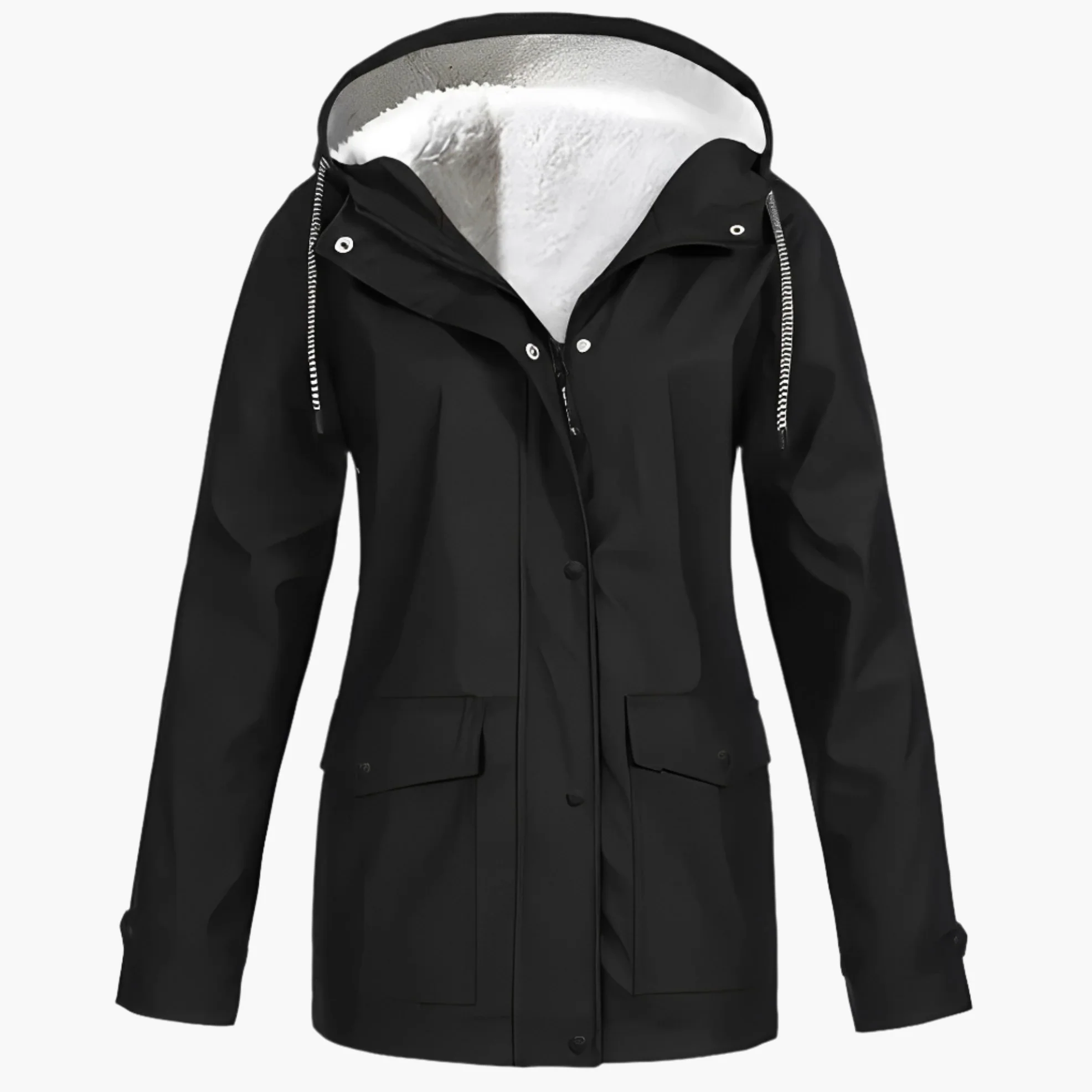 Veste imperméable femme style urbain doublée polaire pour hiver et pluie - Image 8