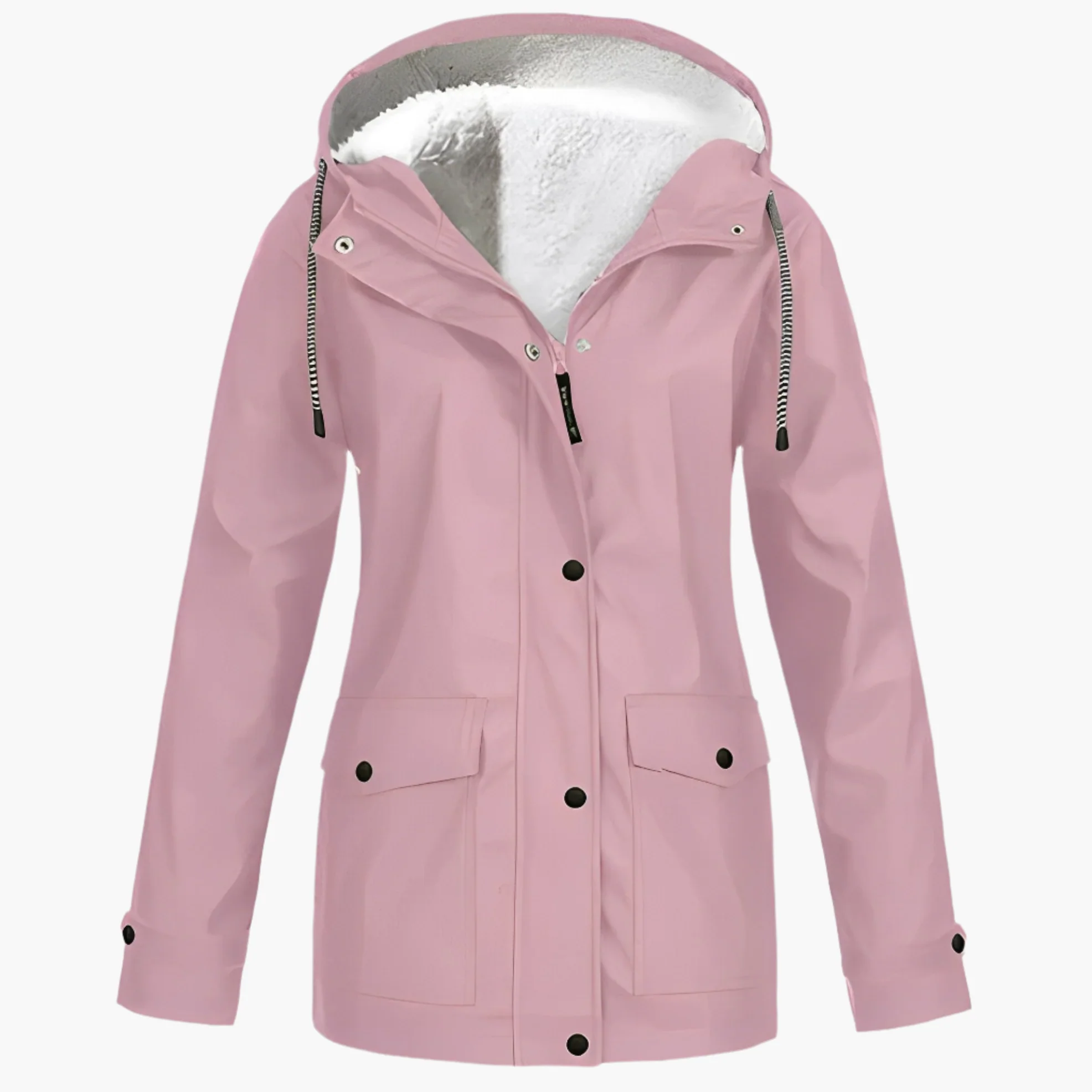 Veste imperméable femme style urbain doublée polaire pour hiver et pluie - Image 9