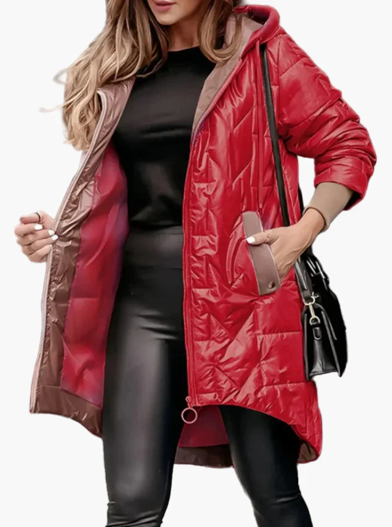 Veste longue matelassée à capuche pour femme – Style urbain chic pour l’automne et l’hiver - Image 6