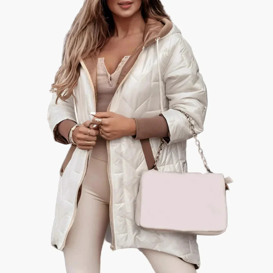 Veste longue matelassée à capuche pour femme – Style urbain chic pour l’automne et l’hiver - Image 8