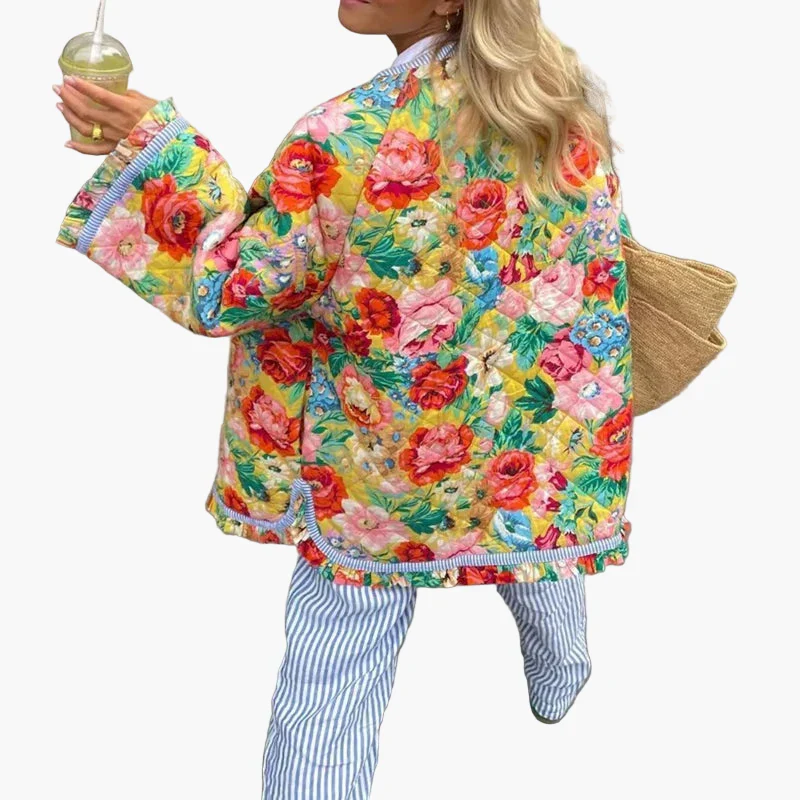 Veste matelassée bohème pour femme style floral oversize idéale pour le printemps - Image 2