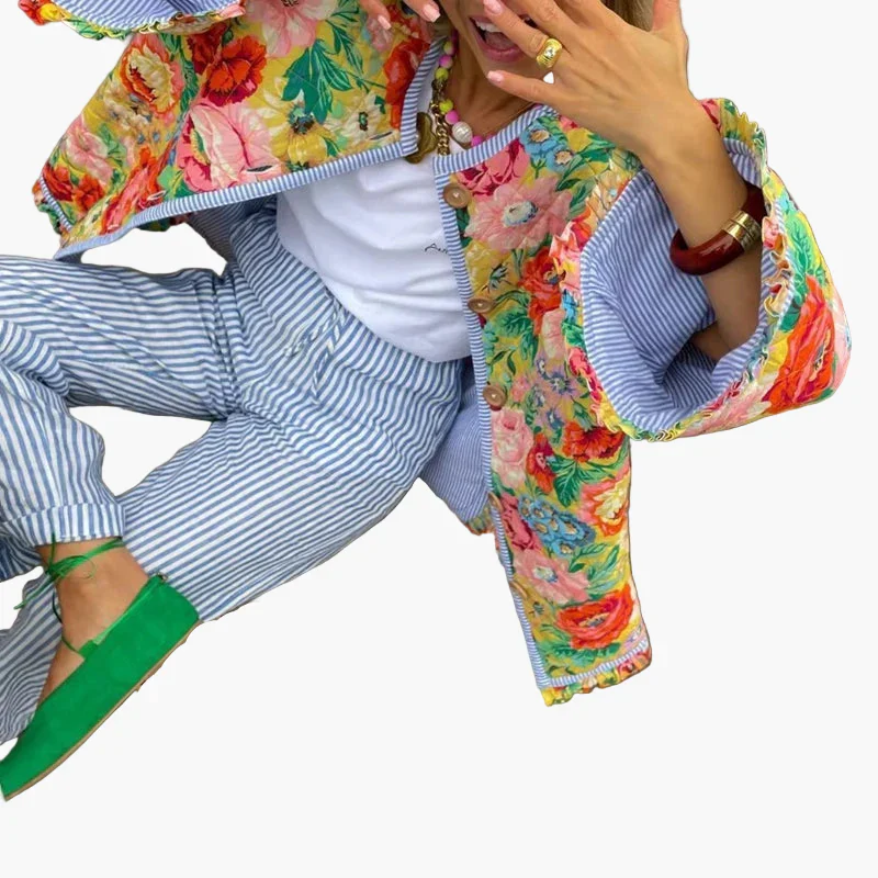 Veste matelassée bohème pour femme style floral oversize idéale pour le printemps - Image 3