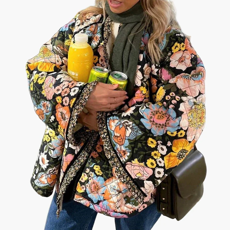 Veste matelassée bohème pour femme style floral oversize idéale pour le printemps - Image 4