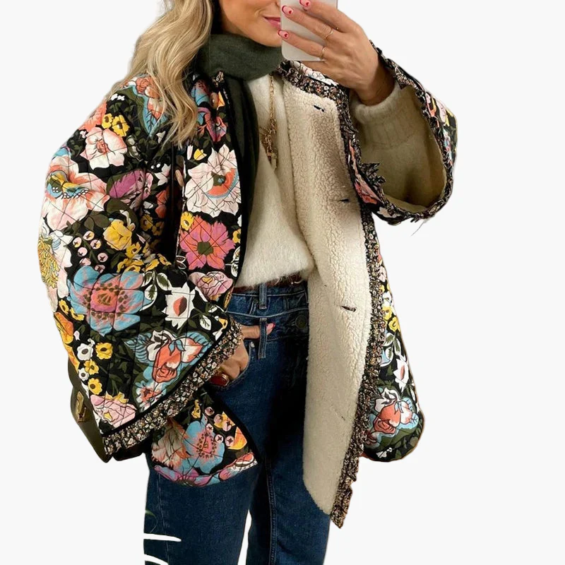 Veste matelassée bohème pour femme style floral oversize idéale pour le printemps - Image 5