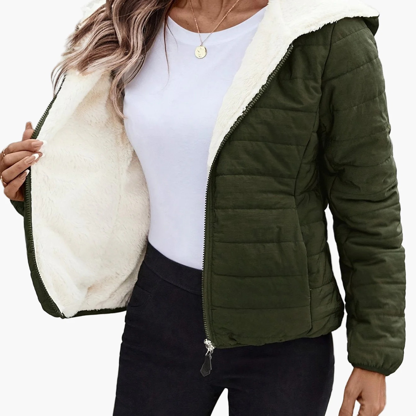 Veste matelassée à capuche pour femme style décontracté hiver chaude - Image 7