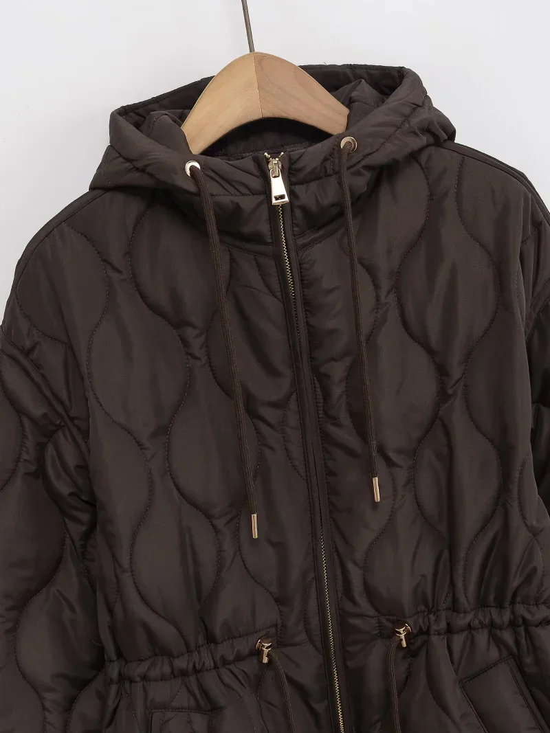 Veste matelassée à capuche pour femme style urbain hiver – coupe décontractée et élégante - Image 2