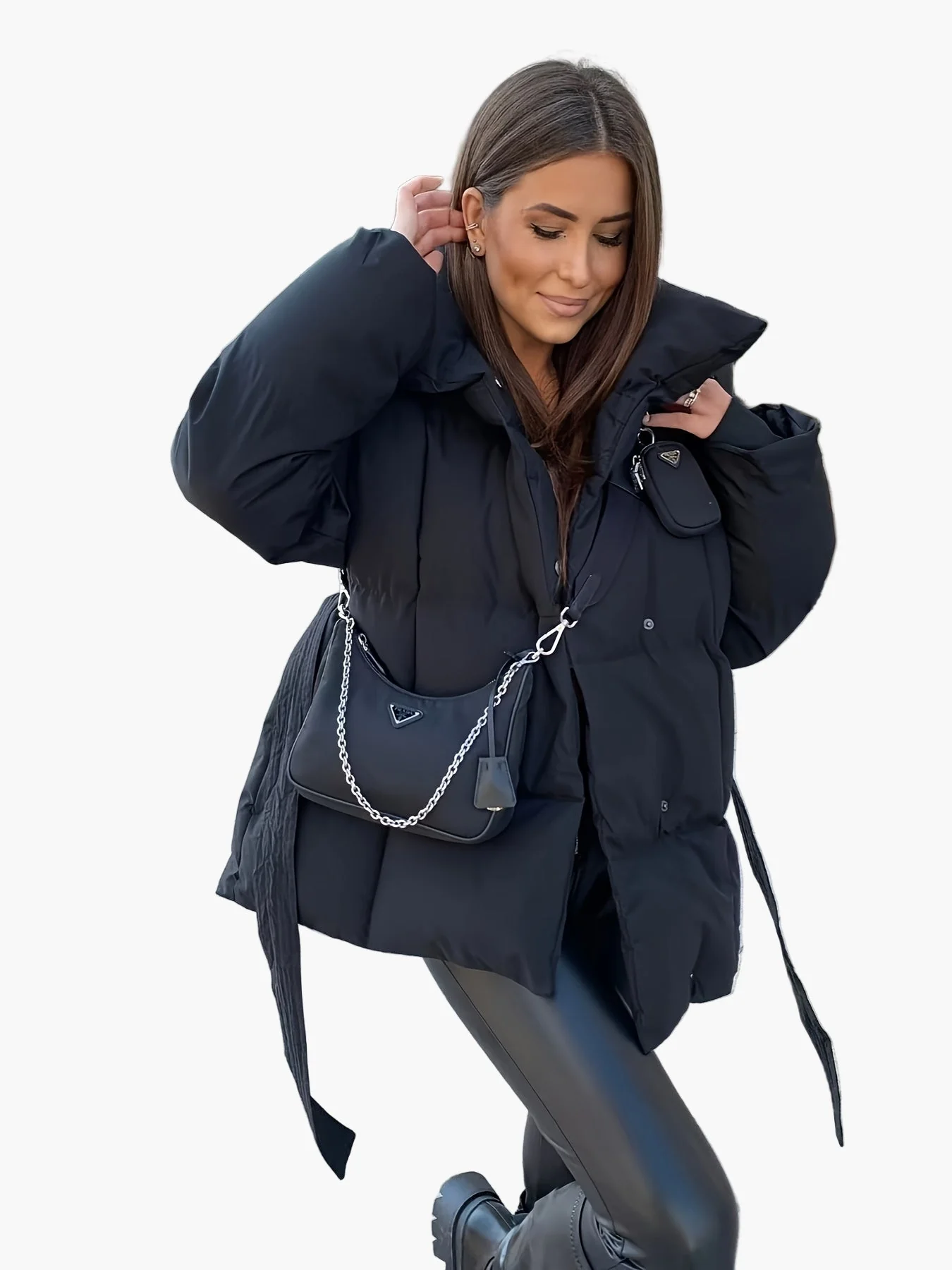 Veste matelassée ceinturée style décontracté pour femme – Idéale pour l’hiver et la mi-saison - Image 3