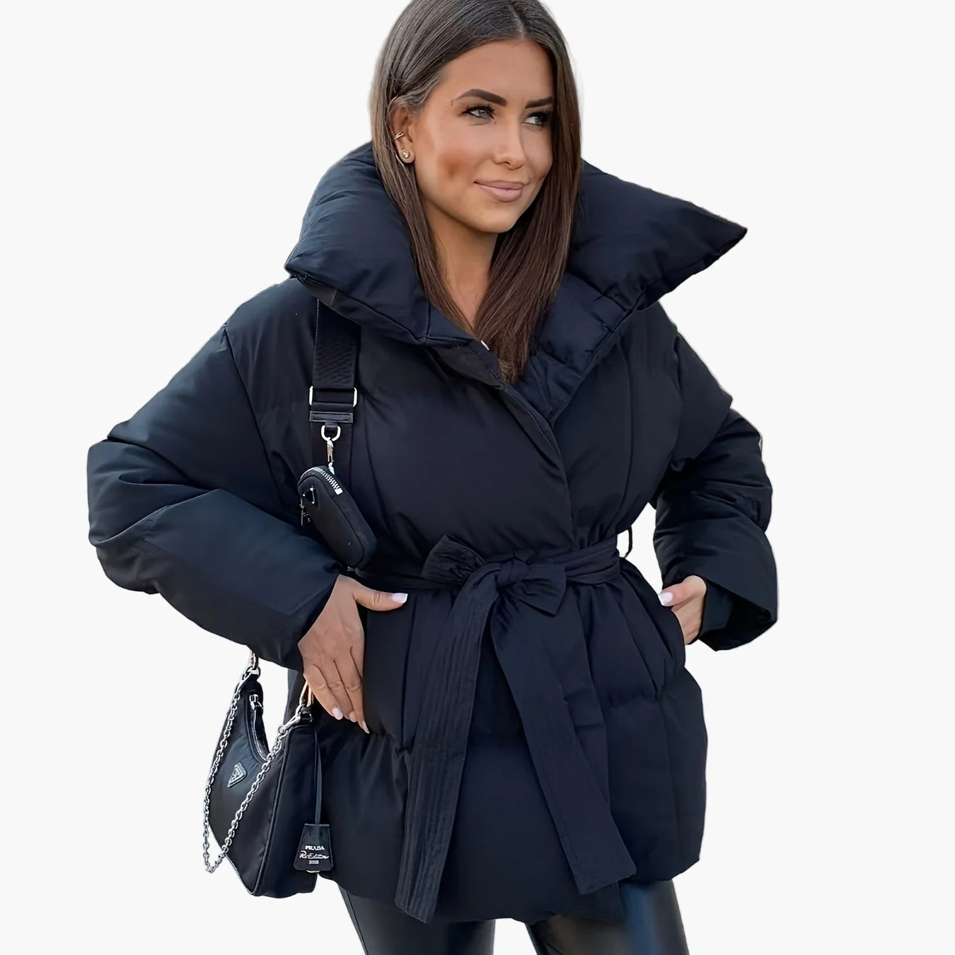 Veste matelassée ceinturée style décontracté pour femme – Idéale pour l’hiver et la mi-saison - Image 8