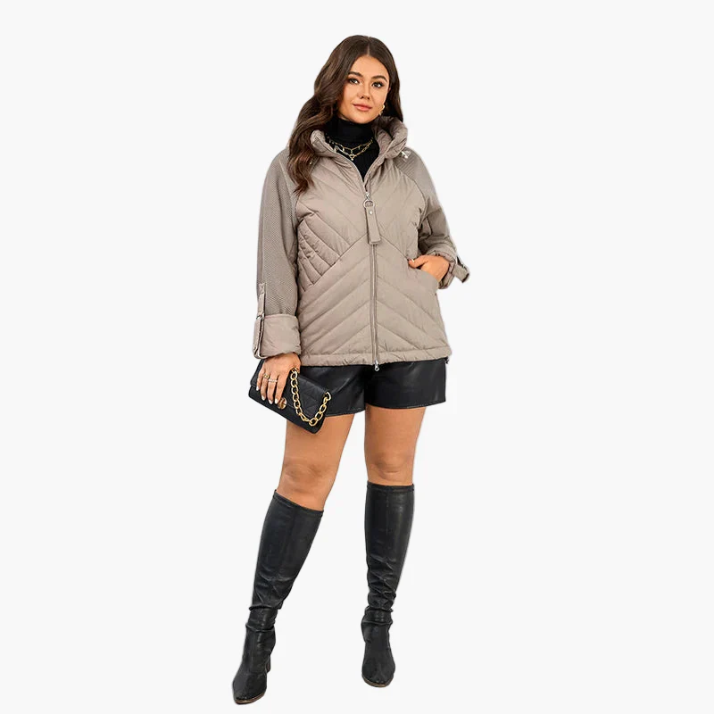 Veste matelassée décontractée pour femme grande taille avec capuche - Style urbain tendance - Image 3