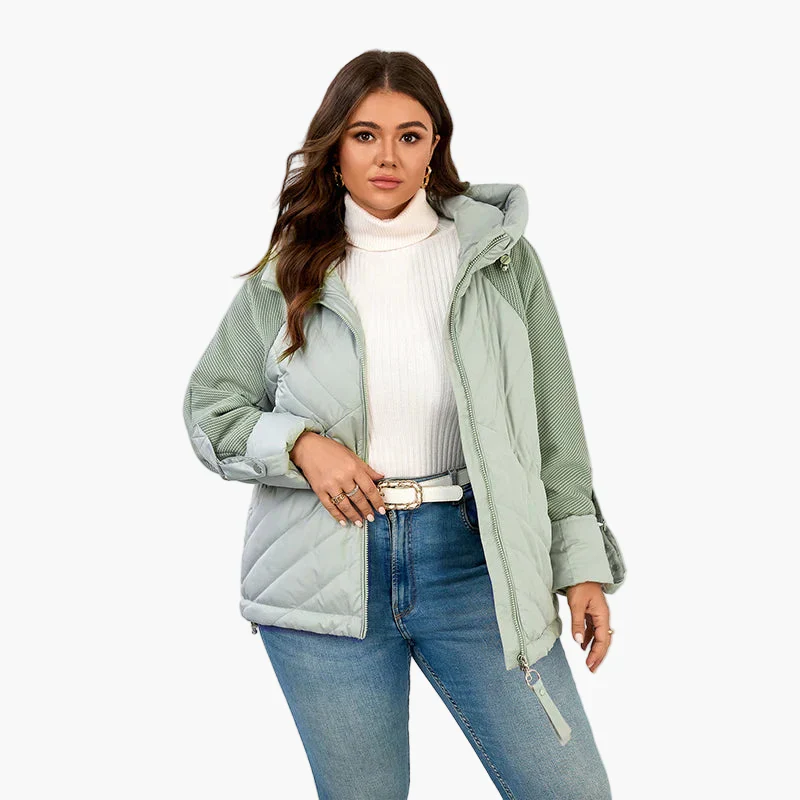 Veste matelassée décontractée pour femme grande taille avec capuche - Style urbain tendance - Image 4