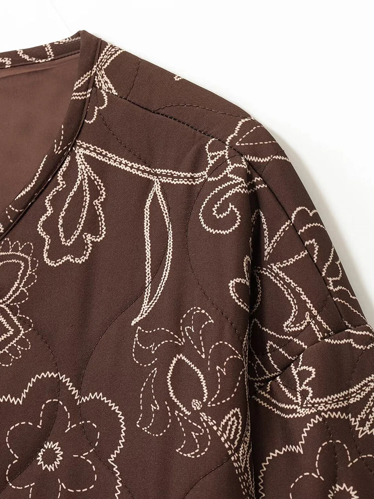 Veste matelassée décontractée femme style floral idéale pour l'automne et le printemps - Image 3