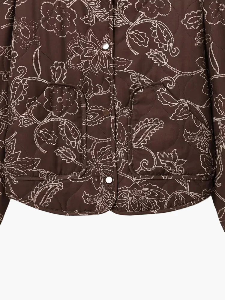 Veste matelassée décontractée femme style floral idéale pour l'automne et le printemps - Image 4