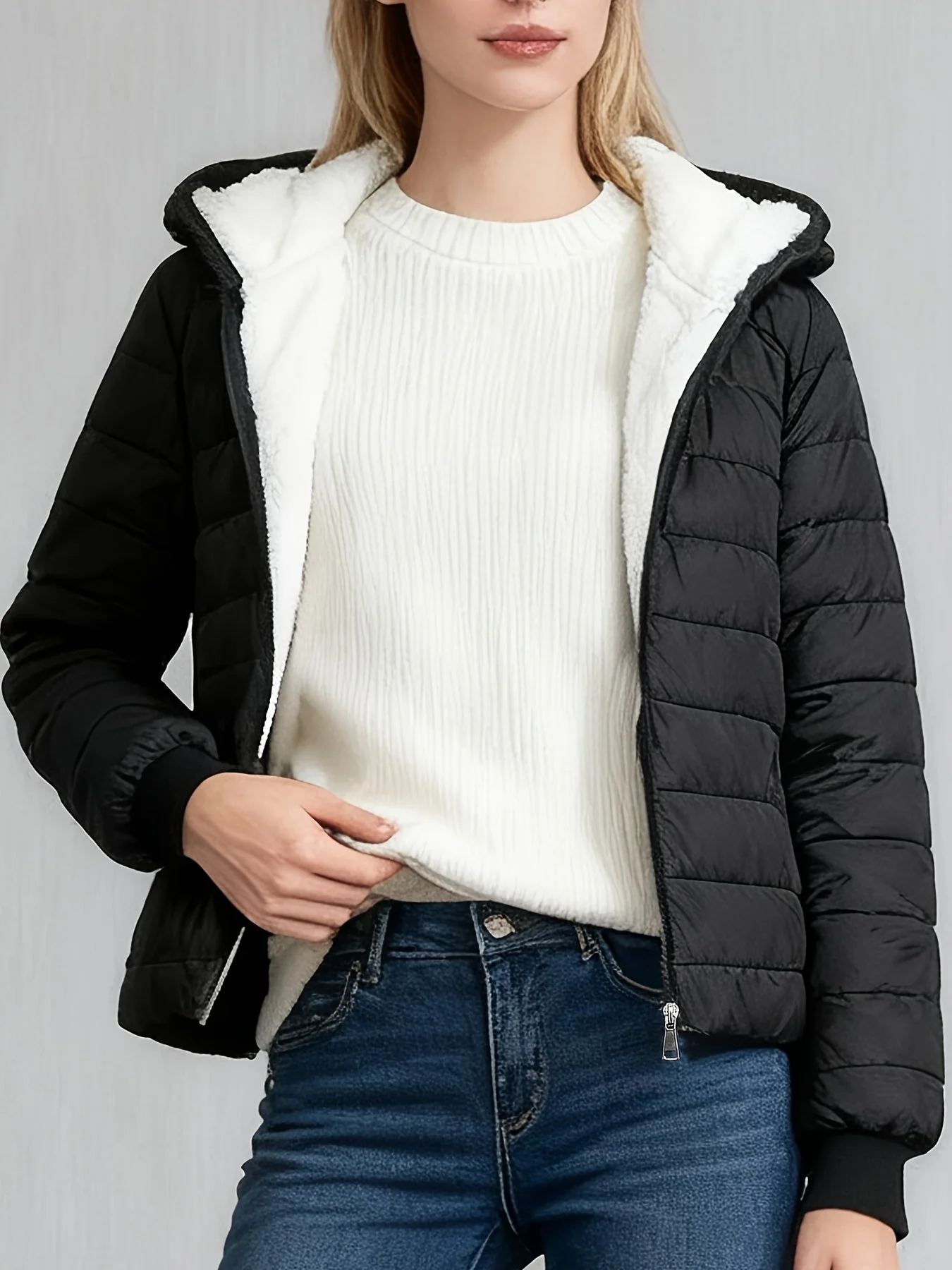Veste matelassée d'hiver femme style urbain à capuche - Image 2