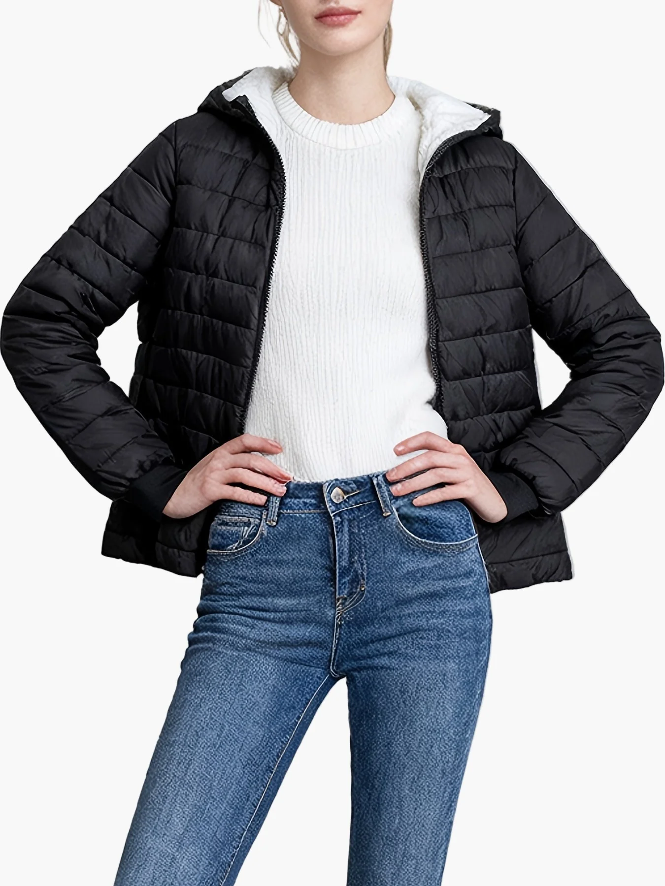 Veste matelassée d'hiver femme style urbain à capuche - Image 3