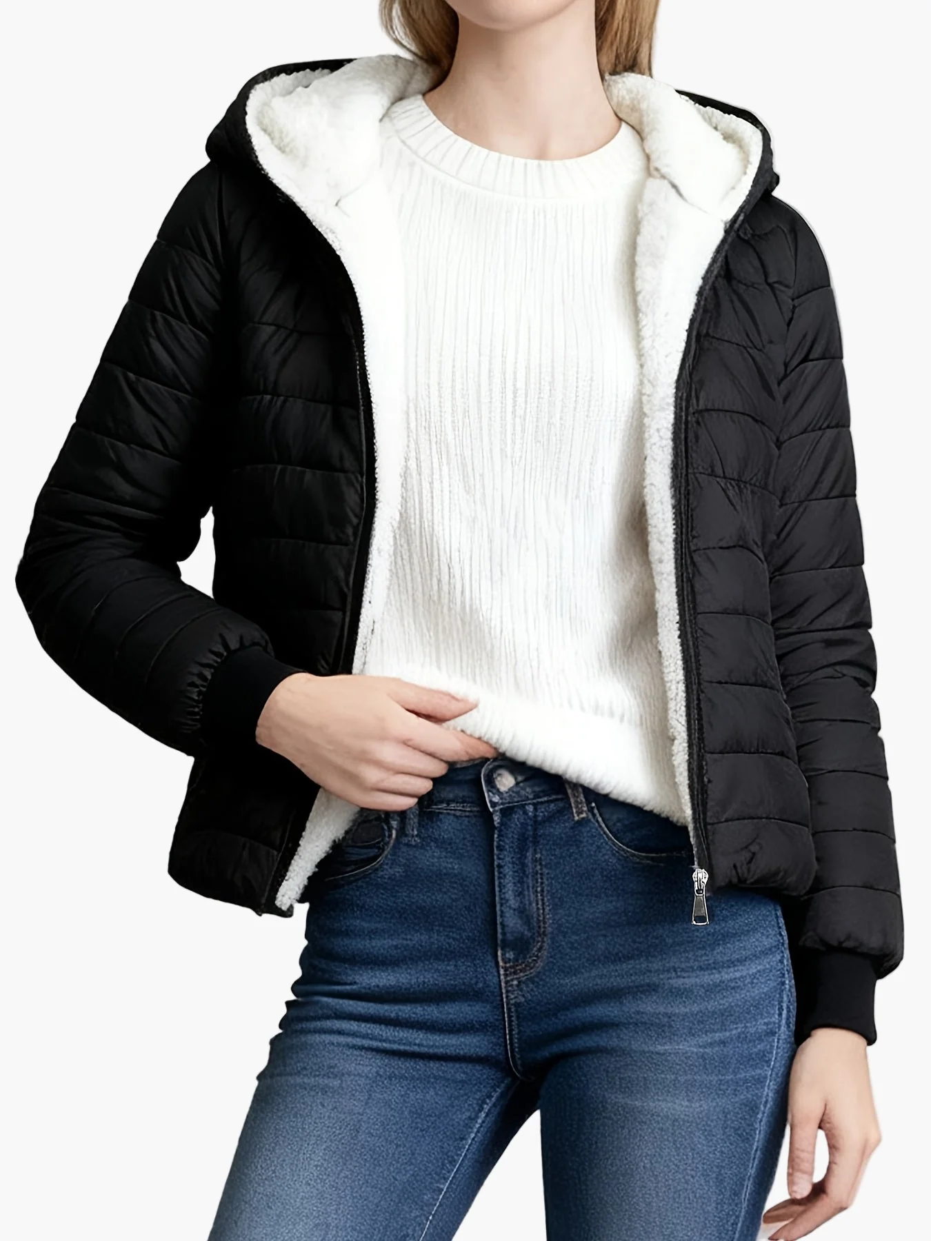 Veste matelassée d'hiver femme style urbain à capuche - Image 4