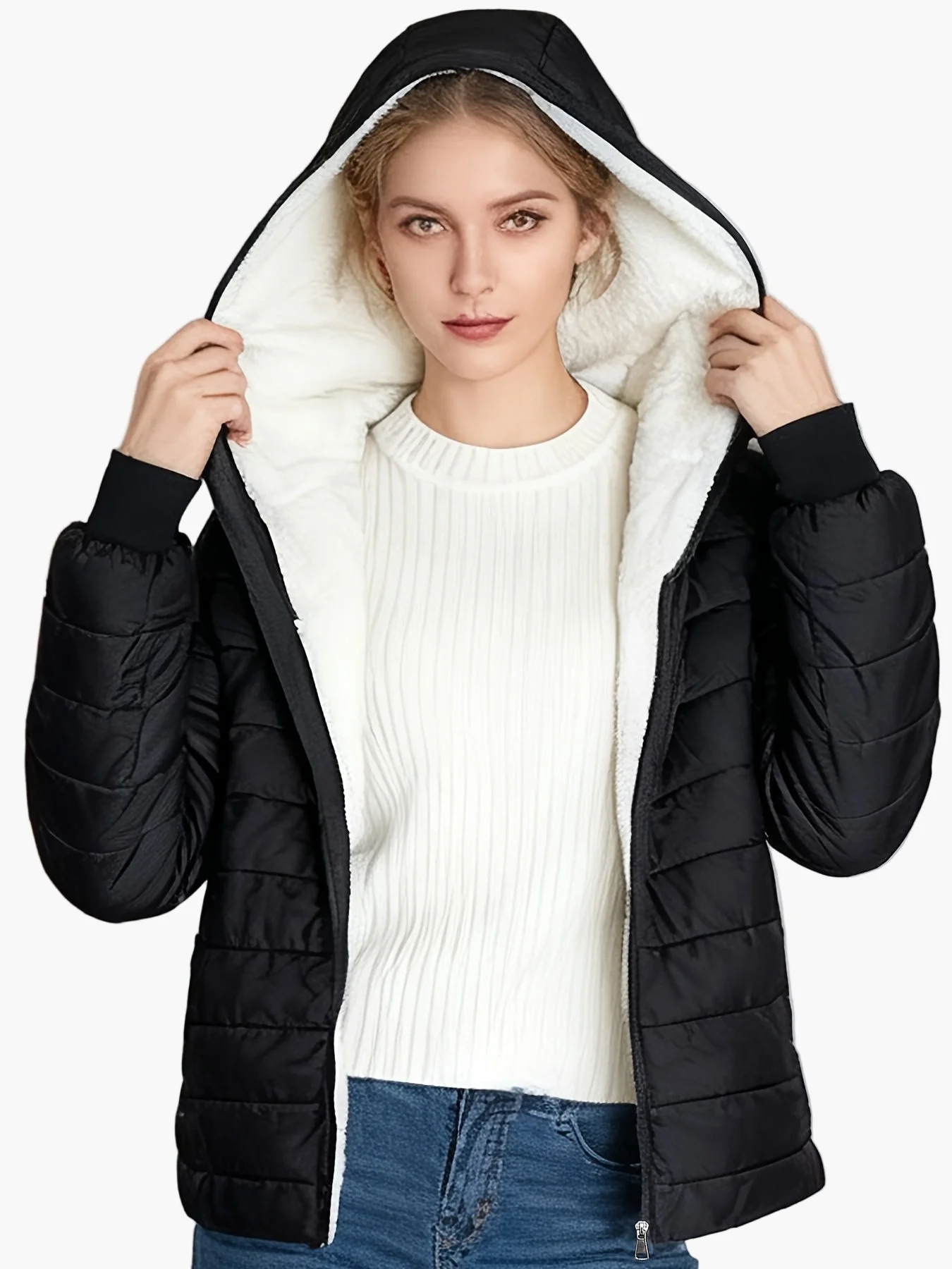 Veste matelassée d'hiver femme style urbain à capuche - Image 5
