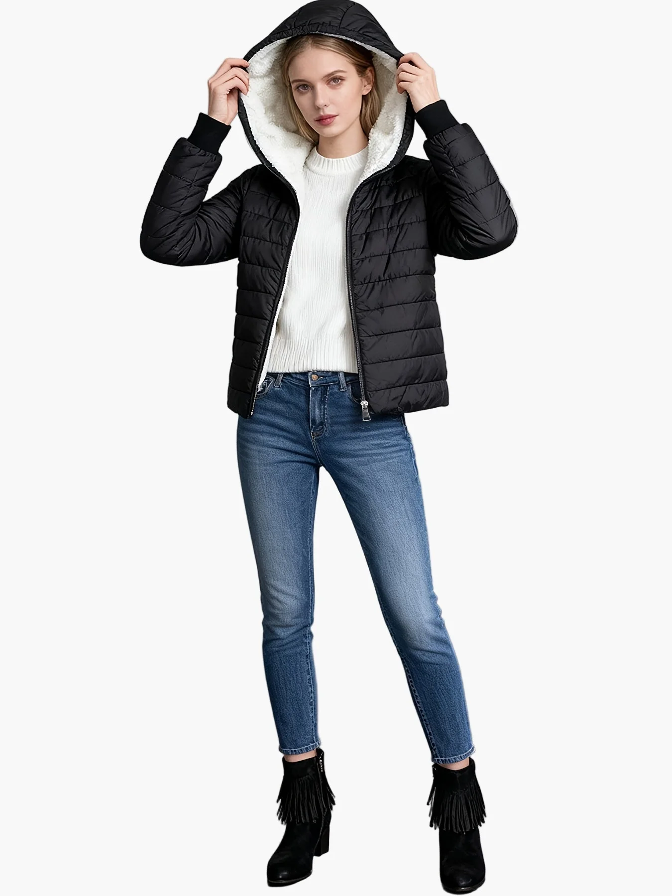 Veste matelassée d'hiver femme style urbain à capuche - Image 6