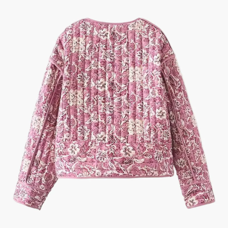Veste matelassée à imprimé floral style bohème pour femme - Élégante et décontractée - Image 2