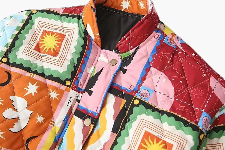 Veste matelassée patchwork style bohème pour femme - Mode urbaine et originale - Image 4