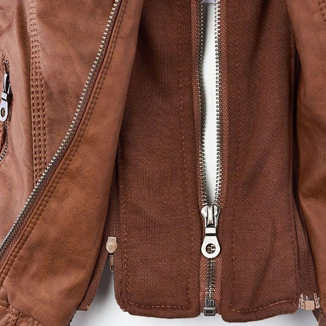 Veste mi-saison à capuche pour femme style motard urbaine élégante - Image 16