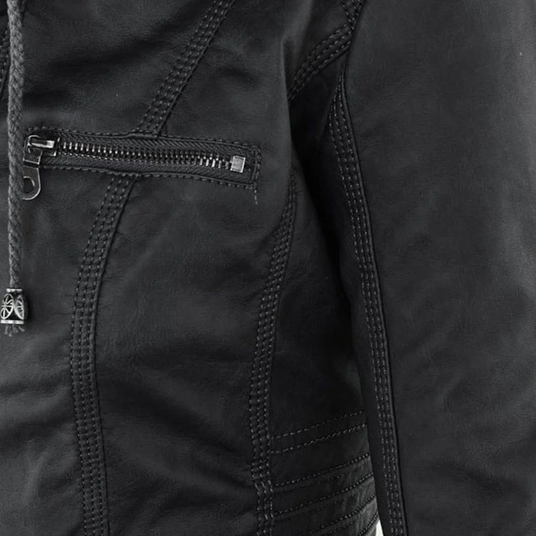 Veste mi-saison à capuche pour femme style motard urbaine élégante - Image 5