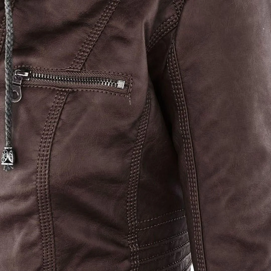 Veste mi-saison à capuche pour femme style motard urbaine élégante - Image 6