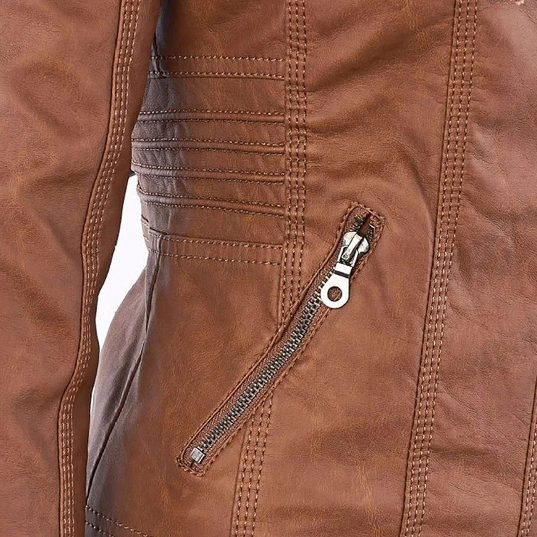 Veste mi-saison à capuche pour femme style motard urbaine élégante - Image 7