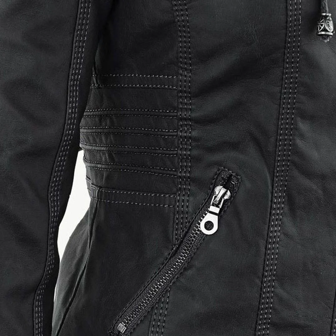 Veste mi-saison à capuche pour femme style motard urbaine élégante - Image 8
