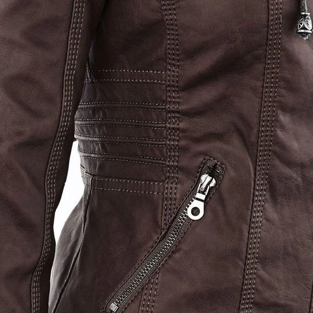 Veste mi-saison à capuche pour femme style motard urbaine élégante - Image 9