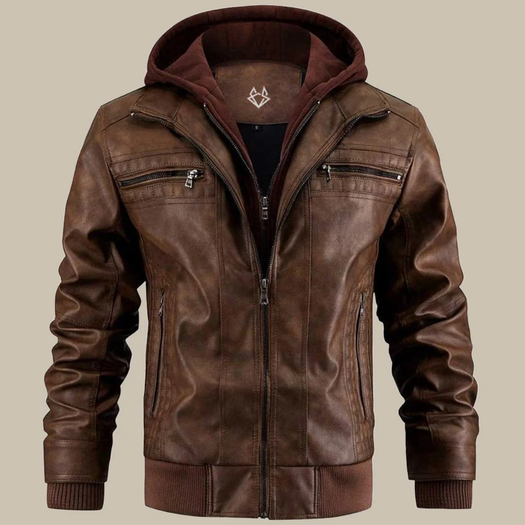 Veste Motard à Capuche pour Homme Style Urbain Décontracté - Image 3