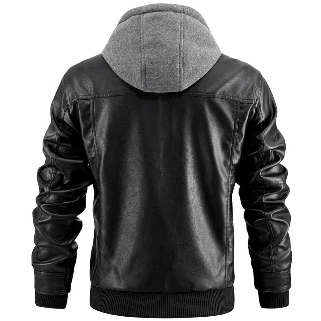 Veste Motard à Capuche pour Homme Style Urbain Décontracté - Image 4