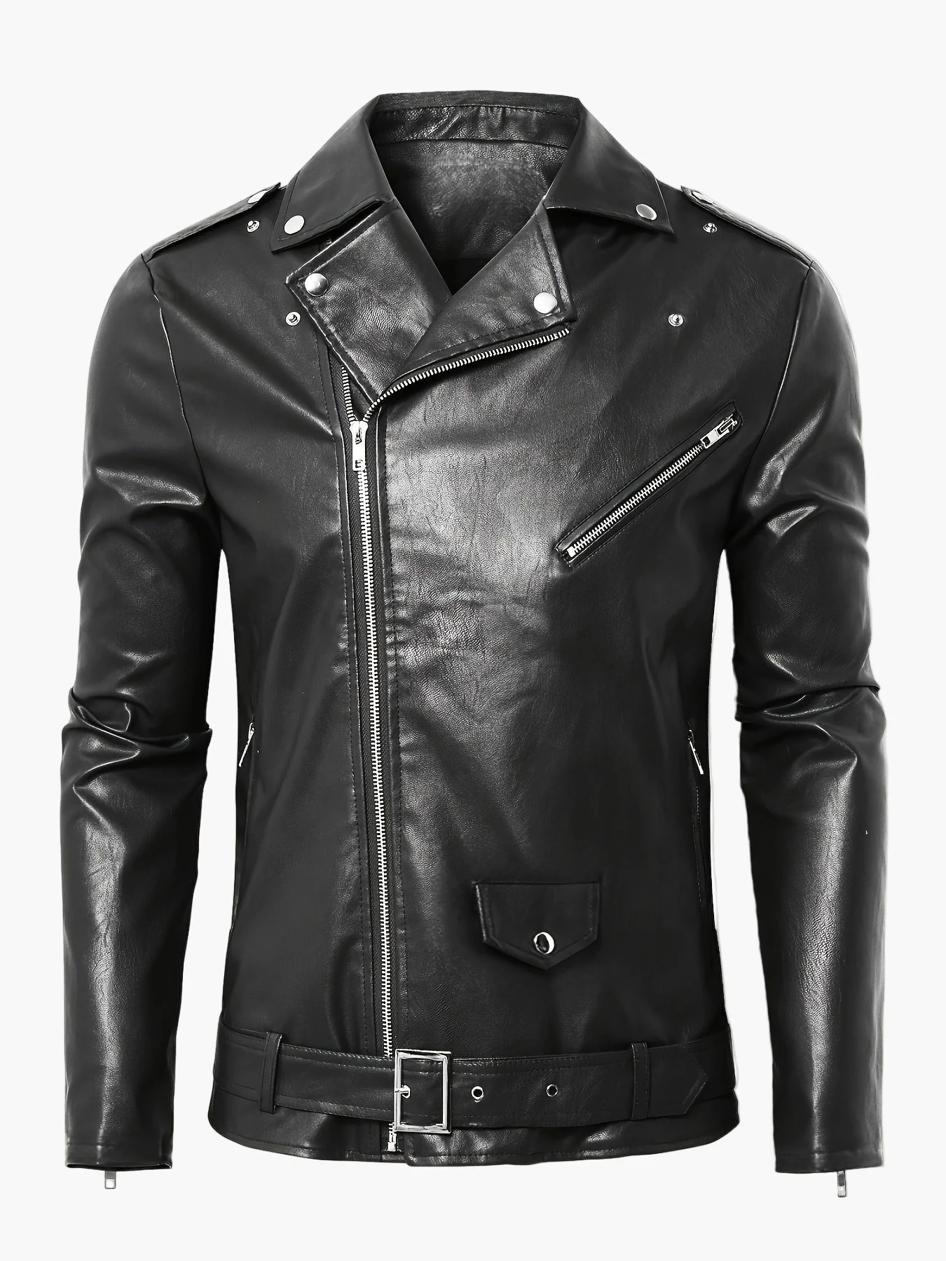 Veste Motard Homme Style Vintage à Fermeture Zippée pour Look Urbain - Image 3