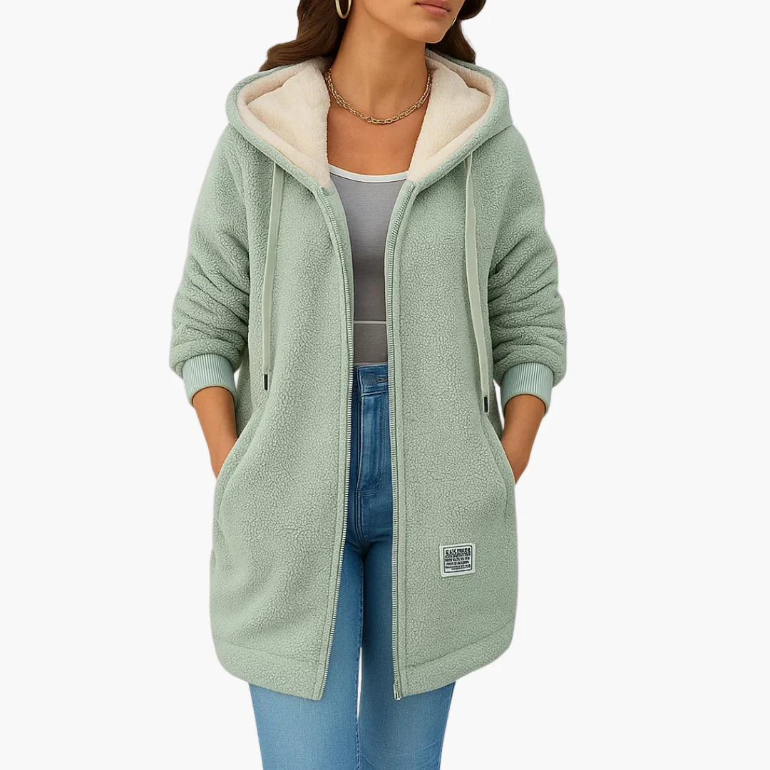 Veste polaire à capuche style décontracté pour femme - Idéale pour l'automne et l'hiver - Image 2