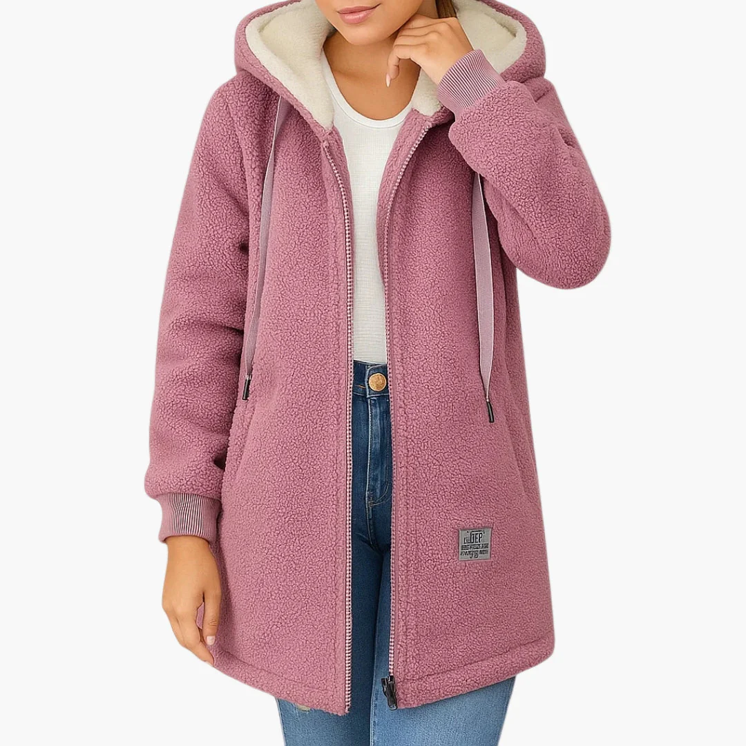 Veste polaire à capuche style décontracté pour femme - Idéale pour l'automne et l'hiver - Image 3