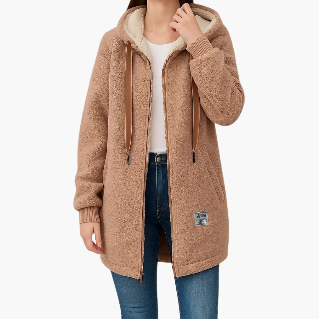Veste polaire à capuche style décontracté pour femme - Idéale pour l'automne et l'hiver - Image 4