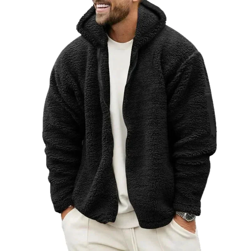 Veste polaire à capuche style décontracté pour homme – Idéale pour l'automne et l'hiver - Image 2