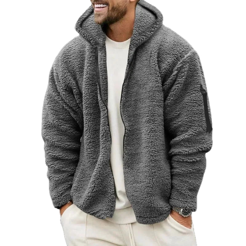 Veste polaire à capuche style décontracté pour homme – Idéale pour l'automne et l'hiver - Image 3