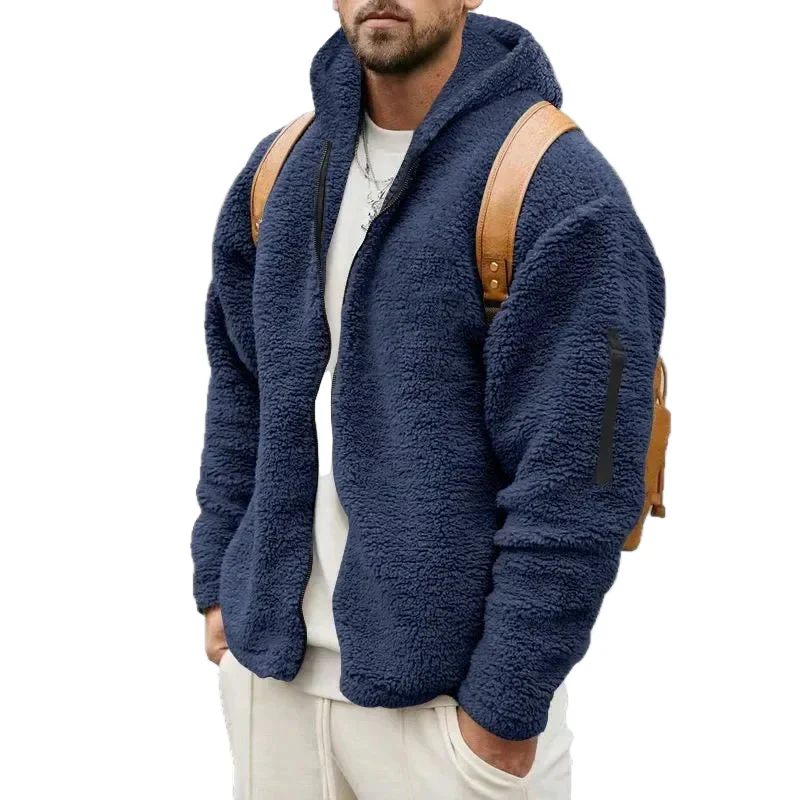 Veste polaire à capuche style décontracté pour homme – Idéale pour l'automne et l'hiver - Image 5