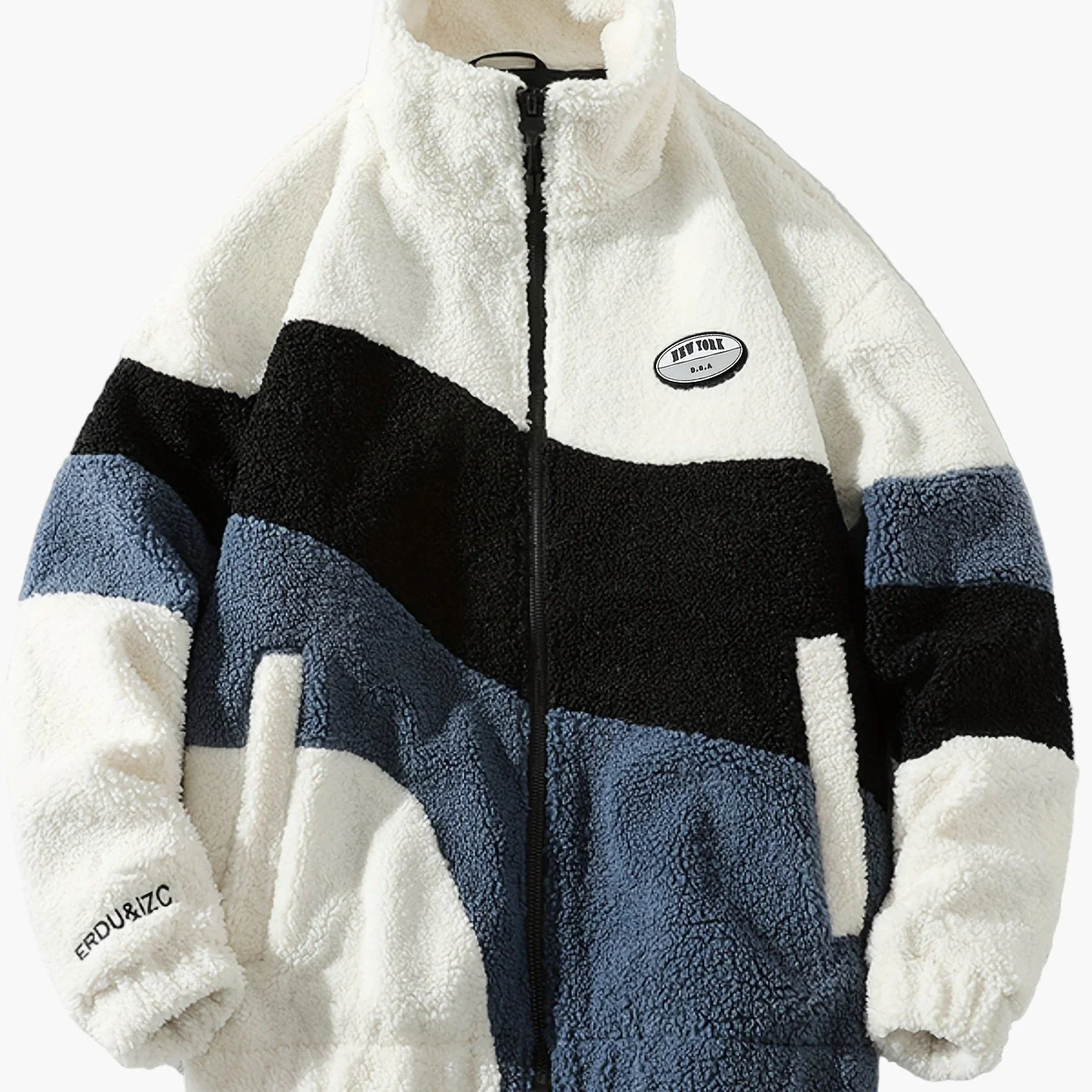 Veste polaire homme style universitaire à col montant et fermeture zippée pour look décontracté - Image 11