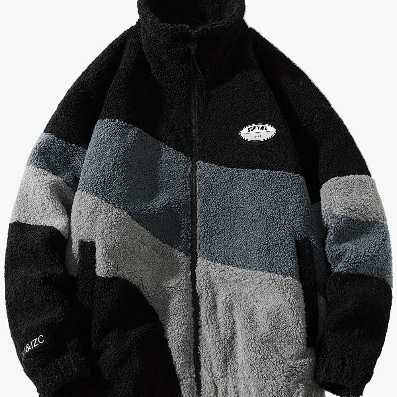 Veste polaire homme style universitaire à col montant et fermeture zippée pour look décontracté - Image 12