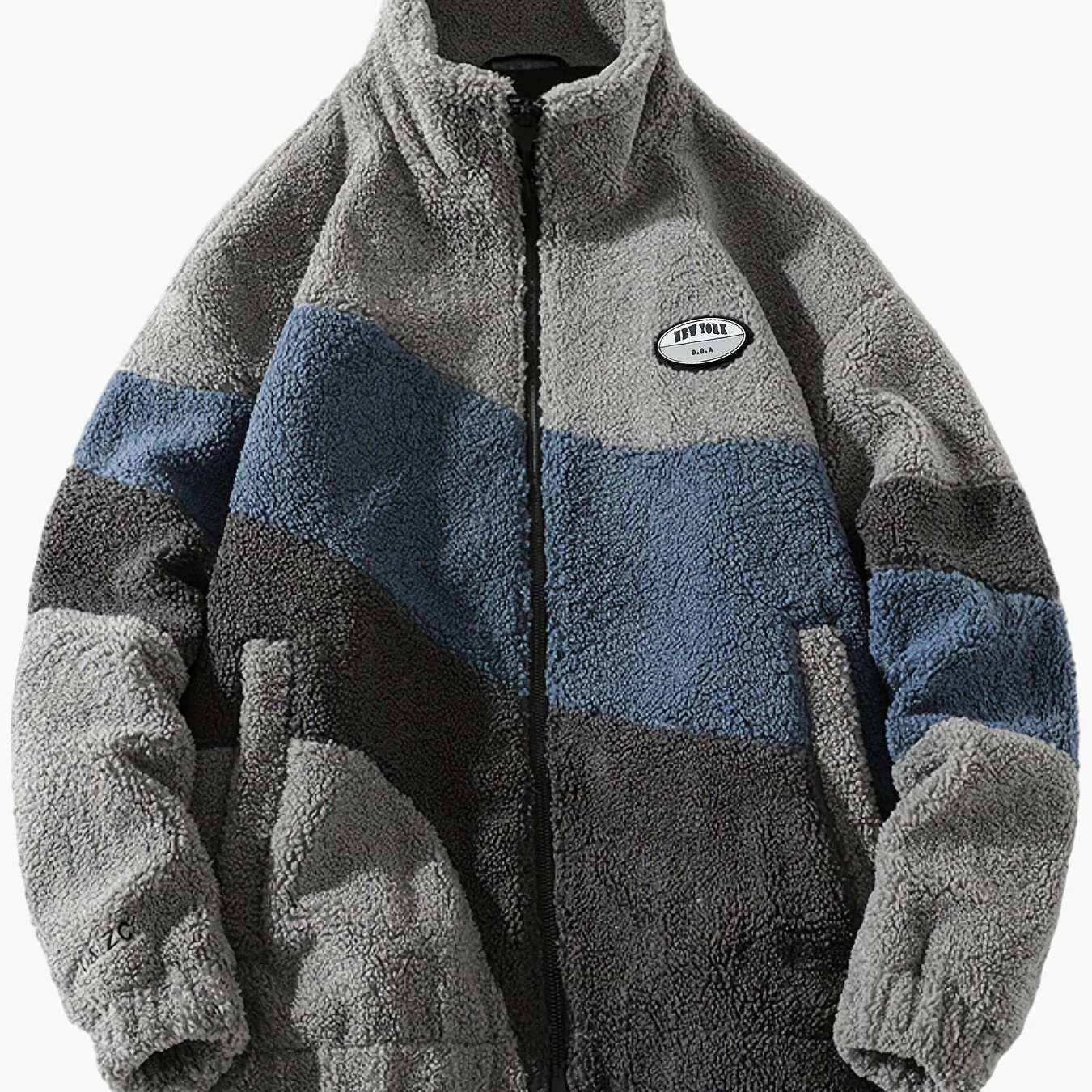 Veste polaire homme style universitaire à col montant et fermeture zippée pour look décontracté - Image 13