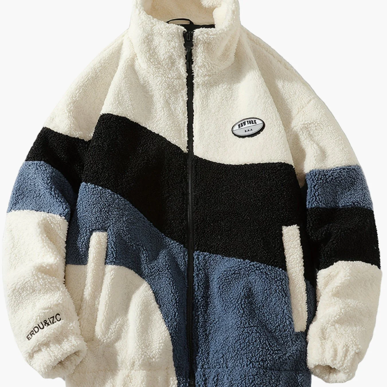 Veste polaire homme style universitaire à col montant et fermeture zippée pour look décontracté - Image 14