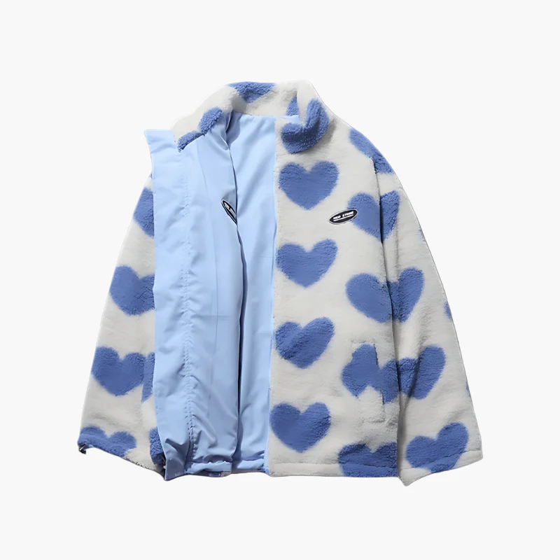 Veste Réversible Polaire Cœur à Capuche pour Femme - Style Décontracté Polyvalent - Image 3