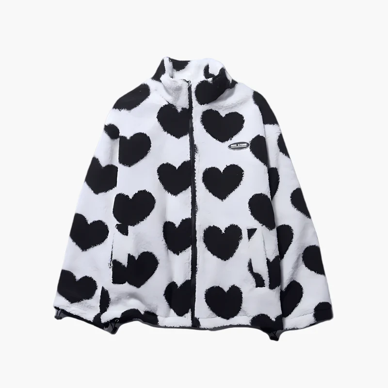 Veste Réversible Polaire Cœur à Capuche pour Femme - Style Décontracté Polyvalent - Image 5