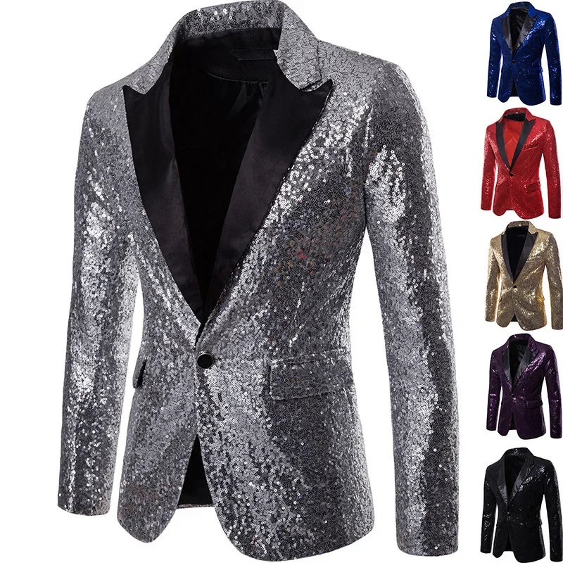Veste de soirée homme à paillettes multicolores, style festif pour événements et fêtes - Image 14