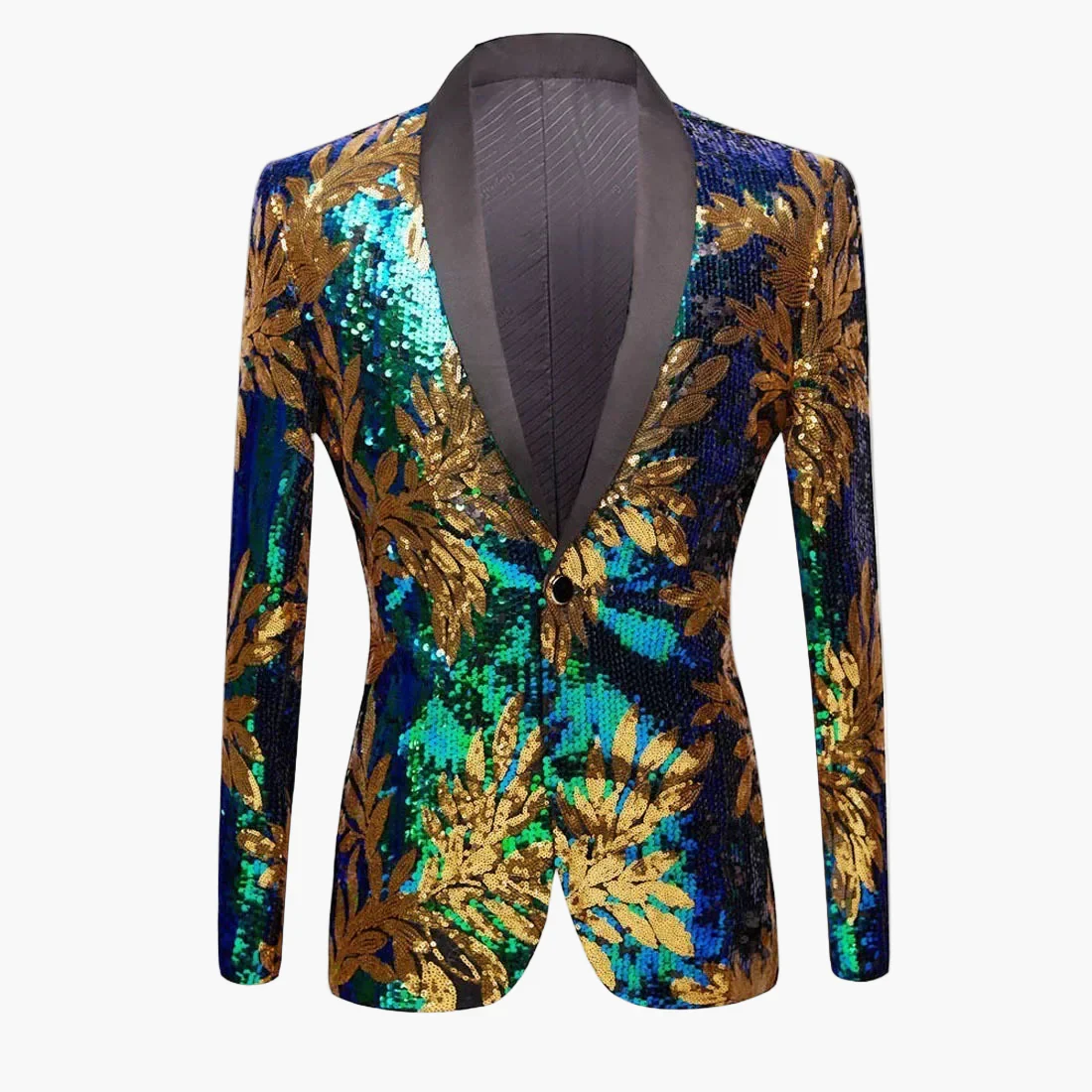 Veste de soirée homme style smoking à sequins motif botanique – Élégance pour événements spéciaux - Image 3