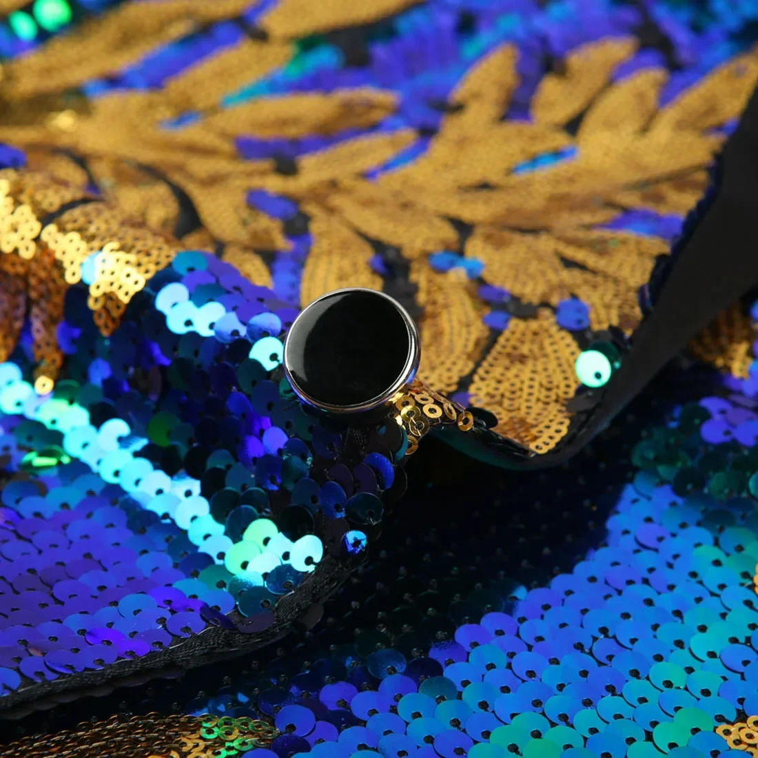 Veste de soirée homme style smoking à sequins motif botanique – Élégance pour événements spéciaux - Image 4